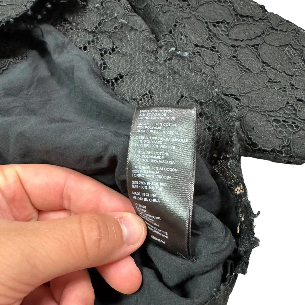 Free‎ People Lined Lace Amelia Floral Black Cropped Lace Jacket Women's Small
